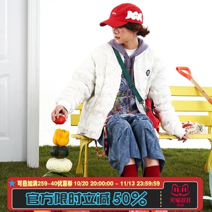 HEA x i.t izzue联名醒狮满印开衫拉链棉服外套2026秋冬新款棉衣