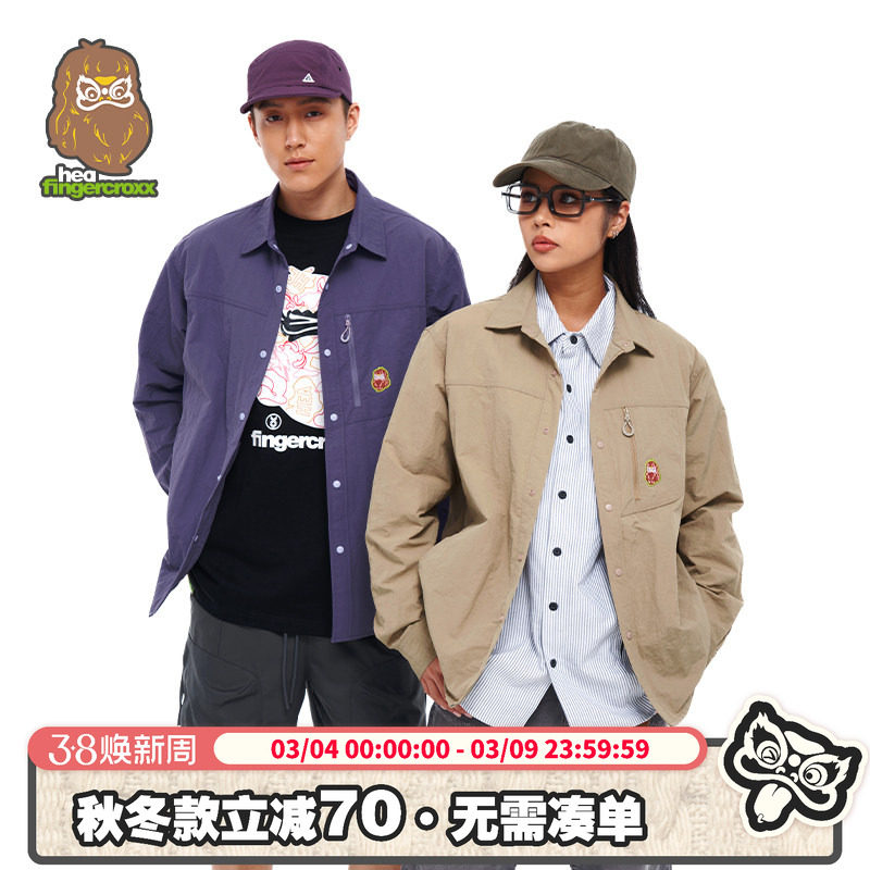 HEA x i.t fingercroxx联名秋冬工装POLO领长袖衬衫外套男情侣款