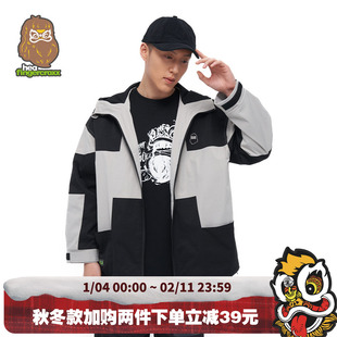 HEA x i.t fingercroxx联名新款撞色拼接连帽风衣夹克外套男秋冬