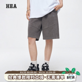 运动五分卫裤 国潮休闲短裤 工装 短裤 HEA 百搭直筒拼接男女同款 经典