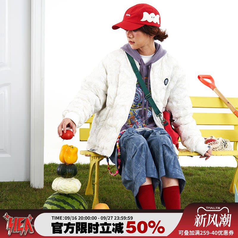 HEA x i.t izzue联名醒狮满印开衫拉链棉服外套2026秋冬新款棉衣