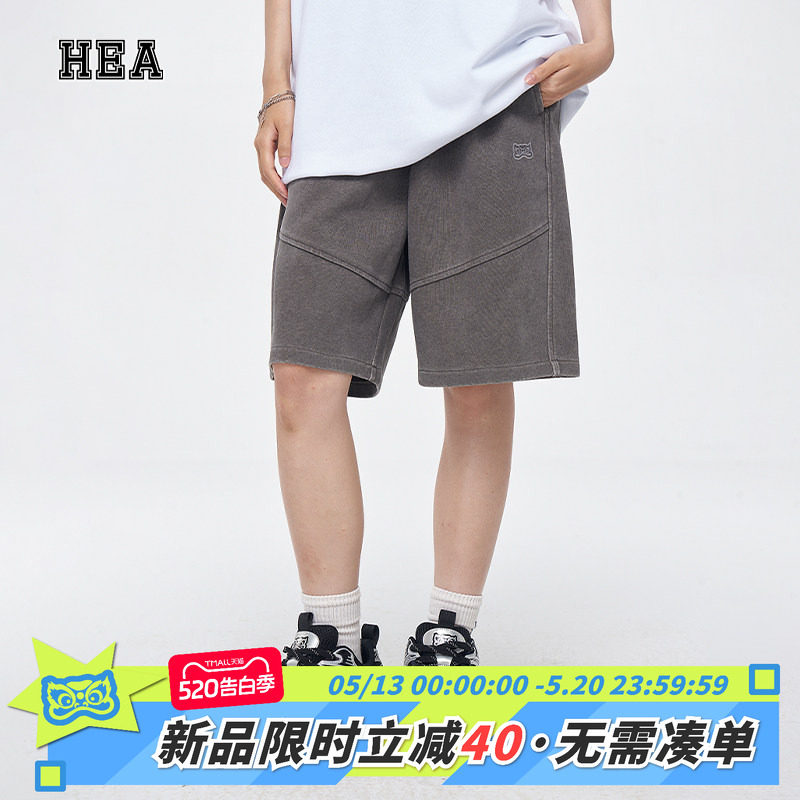 HEA 经典国潮休闲短裤运动五分卫裤工装短裤百搭直筒拼接男女同款