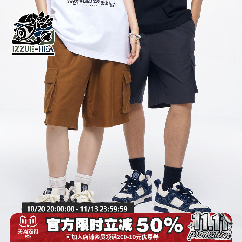 HEA x i.t izzue联名款休闲短裤五分裤工装裤直筒短裤松紧裤