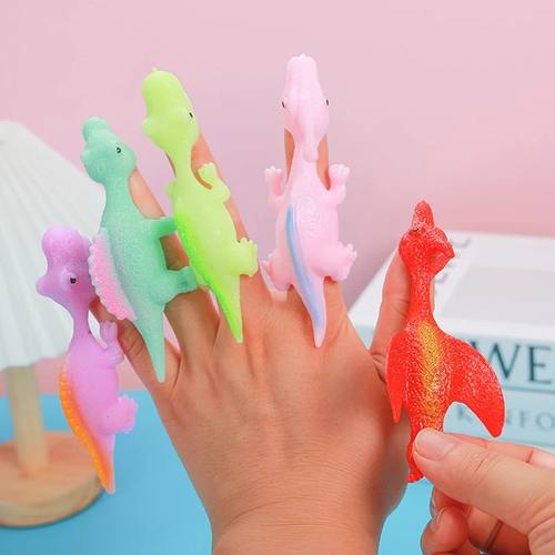 10pcs Dinosaur Finger Catapult Decompression Toy TPR Turkey