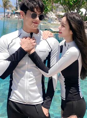 Long Sleeve Rash Guards Swimwear Women 2024 Patchwork Couple