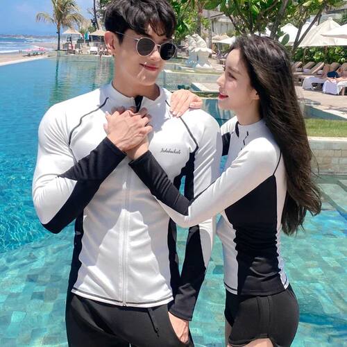 Long Sleeve Rash Guards Swimwear Women 2024 Patchwork Couple