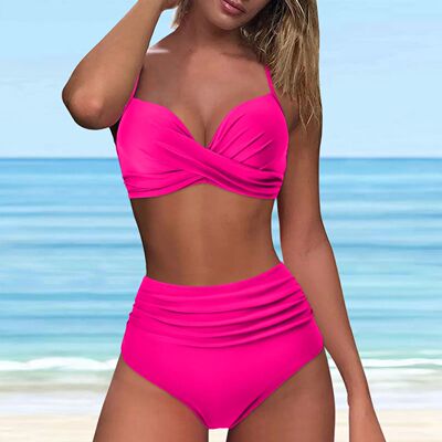 Push Up Bikini Printed Swimsuit Dress 2024 Women High Waist