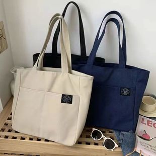 Women Canvas Tote Bag Solid Color Designer Ladies Casual Han