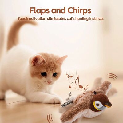 Interactive Cat Toys Rechargeable Chirping Flapping Bird(no