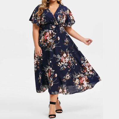 Oversized Dresses Women Plus Size 2023 Boho Beach Floral Sum