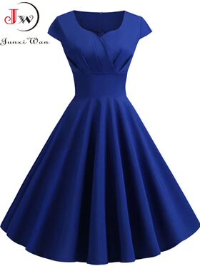 Summer Dress Women Hepburn Vintage Rockabilly Pin Up Dress R