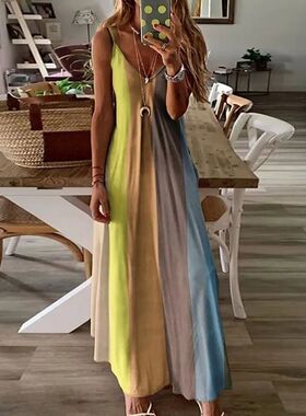 Plus Size Dress For Women Gradient Print Summer Casual Long