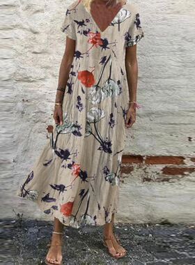 Oversized Womens Floral Sundress  2023 Kaftan Printed Summer