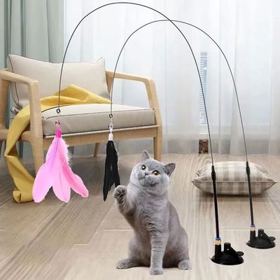 Cats Toys Feathers Wand Interactive Toy Kitten Toys with Sup