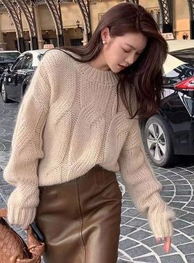 Lucyever Lazy Style Twist Sweater for Women Autumn Winter Th