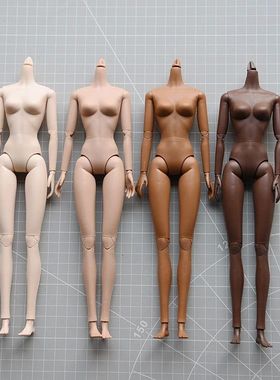 1/6 Doll Body White brown black skin / 16 joint moveable Dou