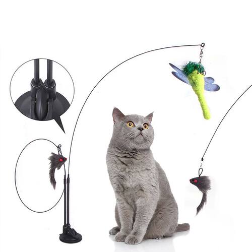 Cat Toys Simulation Bird interactive Sucker Feather Bird wit
