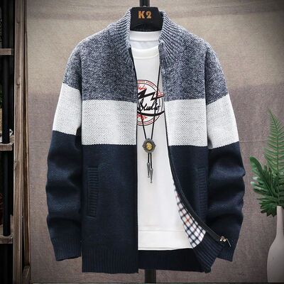 Autumn Winter Cardigan Sweater Men Fleece Zipper Sweaters Ve