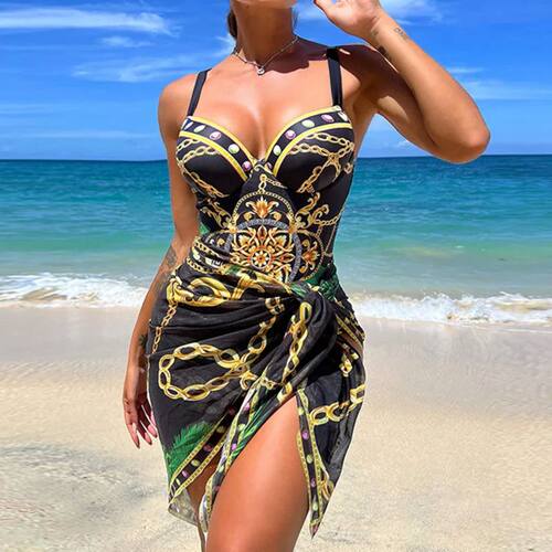 Summer Sexy Print One Piece Swimsuits Closed Female Swimwear