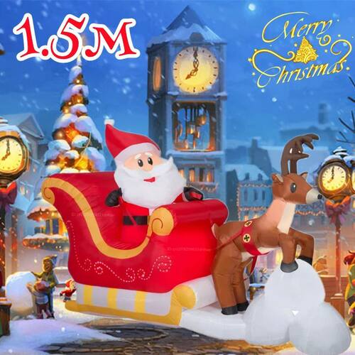 1.5M/5FT Christmas Inflatable Snowman/Deer Trailer Santa Cla