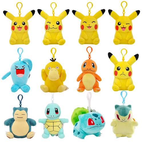 Original Pokemon Plush Keychain Cartoon Toys Pikachu Charman