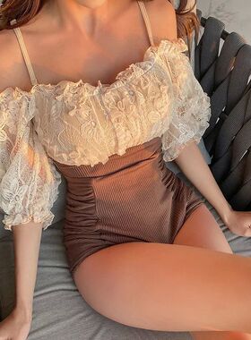 Sexy Off Shoulder Flounce One Piece Swimsuit Lady Monokini H