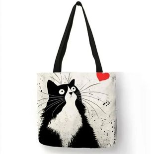 Canvas Bag High-Definition Digital Printed Shopping Bag Cat