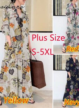 2023 Summer Dress Plus Size 3XL 4XL 5XL Cotton Linen Pocket