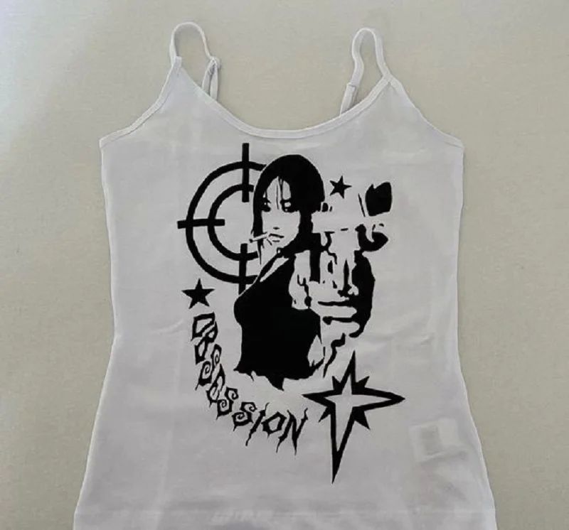 Women's Corset Emo girl Tank Top Y2k Aesthetic Graphics Prin