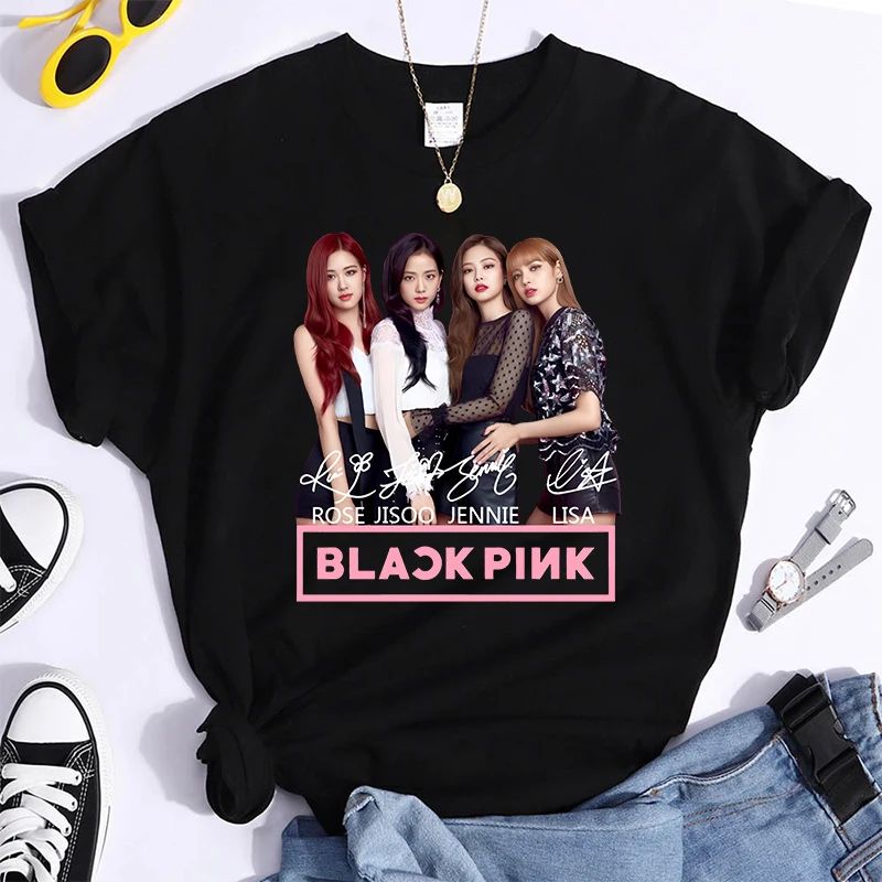 New Fashion K-POP Print T-Shirt Casual Short Sleeve Kpop Gro