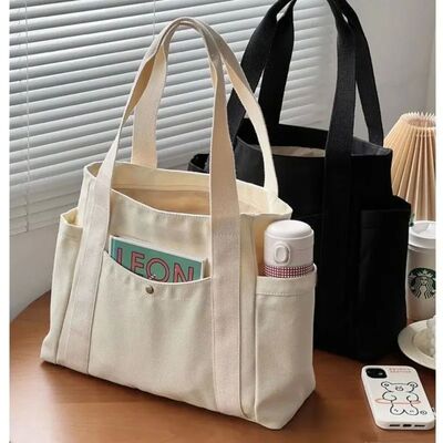 Large Capacity Canvas Tote Bags for Work Commuting Carrying