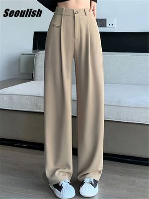 Seoulish Women's Suit Pants Summer Spring Elegant Elastic Hi