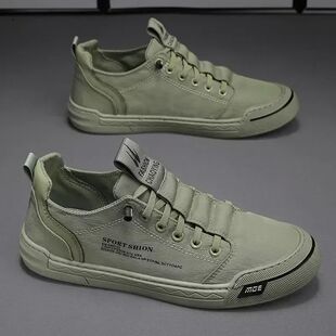 Green Men Casual Shoes Ice Silk Canvas Shoes for Men Walking