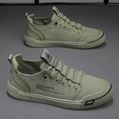 Green Men Casual Shoes Ice Silk Canvas Shoes for Men Walking
