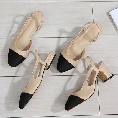 2024 Summer New Pointed Toe Sandals Fashion Low Square Heels