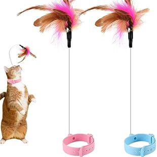 Cat Collar Toy Attached, Silicone Cat Teasing Wand Adjustabl