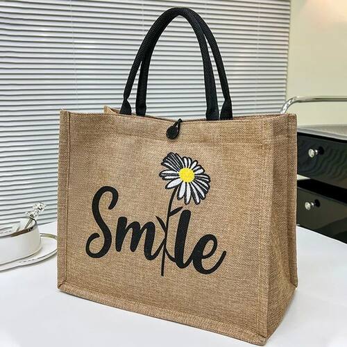 Tote Tote Woven Bag Women New Hand-painted Pattern Letter To