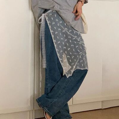 Y2k Girls Korean Version Ins Blogger Unique Lace Layered Gau