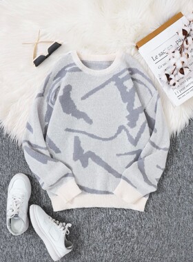 New Popular Spring Autumn Graffiti Jacquard Pattern Pullover