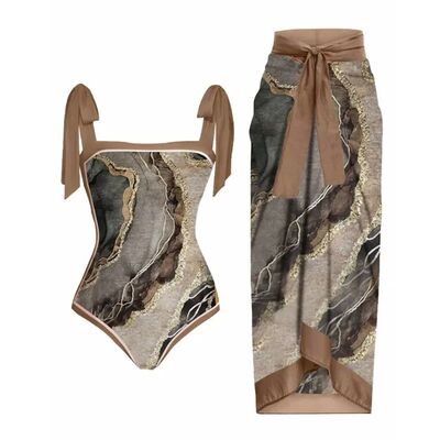 Summer Sexy Print One Piece Swimsuits Closed Female Swimwear