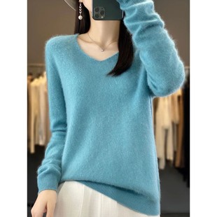 Fashion100% Merino Wool Sweater Cashmere  Pullover Women Kni
