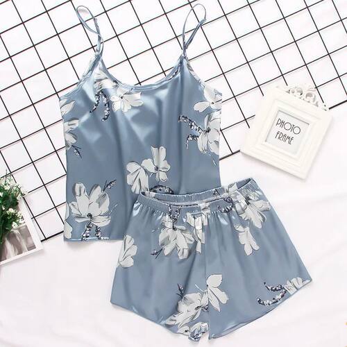Sexy Heart Print Pajama Set Women'S 2 Pieces Sleepwear Pyjam