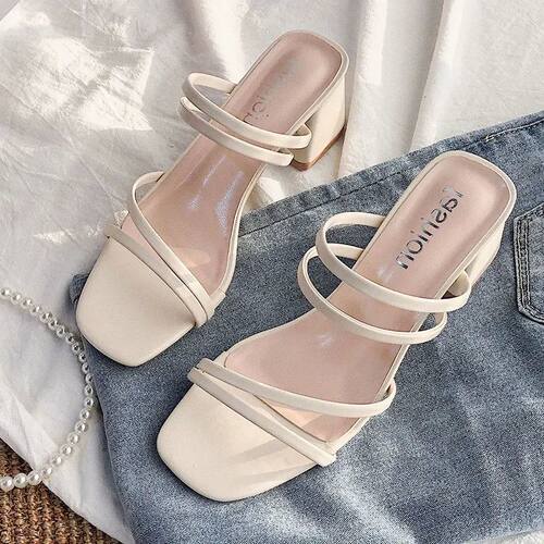 Women High Heel Sandals Summer Casual Female Shoes Woman Squ