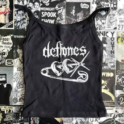 Aesthetic Goth graphics Y2K style Crop Tops T-shirt Short Sl