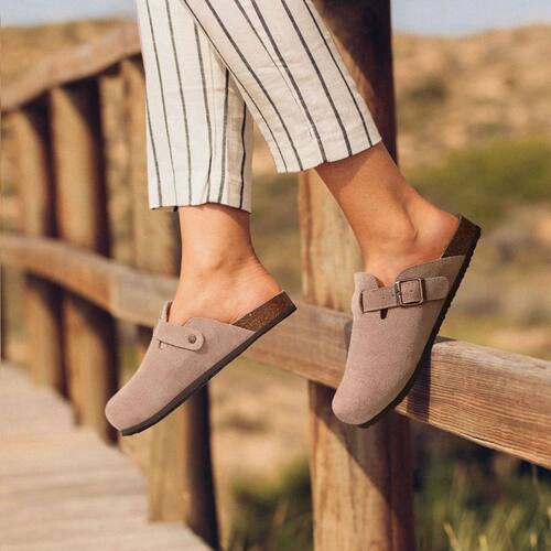 Fashion Boston Clogs Women's Suede Mules Slippers Cork Insol