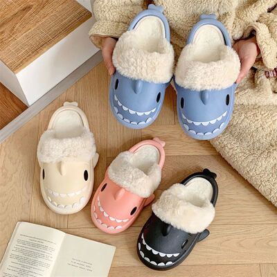 Winter Women Shark Slippers Couple Removable Liner Indoor Wa