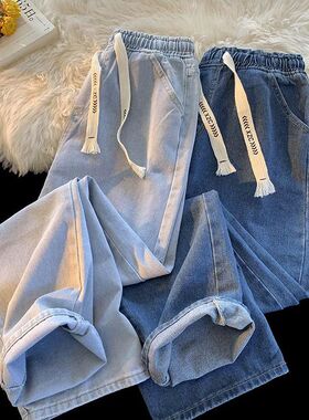 2023 New Elastic Waist Jeans for Women's Casual Oversized Lo