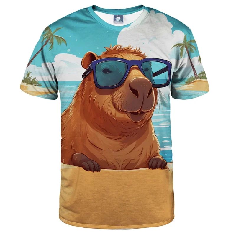 Cute Capybara Graphic T Shirt for Men Clothing 3D Print Funn