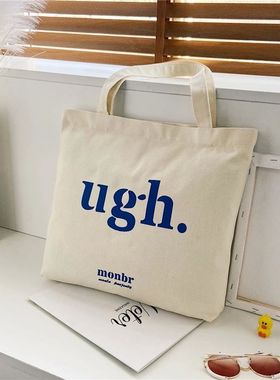 Women Canvas Shopping Bag Casual Large Capacity Letters Prin