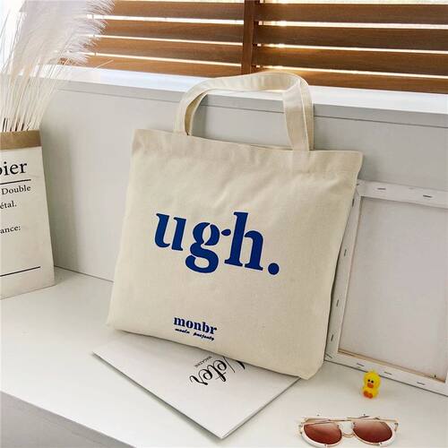 Women Canvas Shopping Bag Casual Large Capacity Letters Prin
